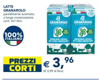 Esselunga LATTE GRANAROLO parzialmente scremato, a lunga conservazione, conf. 4x1 litro offerta