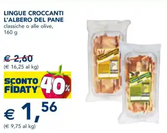 Esselunga LINGUE CROCCANTI L'ALBERO DEL PANE classiche o alle olive, 160 g offerta