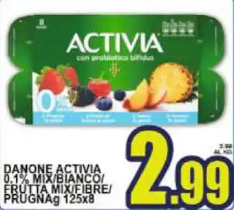 Sacoph Danone Activia 0.1% Mix/Bianco/Frutta Mix/Fibre/Prugna 125g x 8 offerta