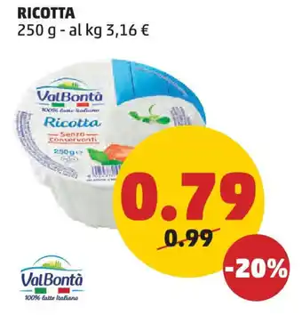 PENNY ValBontà RICOTTA 250 g offerta