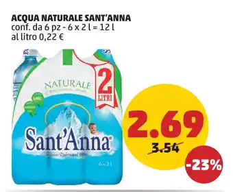 PENNY ACQUA NATURALE SANT'ANNA conf. da 6 pz - 6x2 l offerta