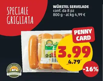 PENNY WÜRSTEL SERVELADE conf. da 8 pz 800 g offerta