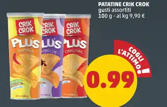 PENNY PATATINE CRIK CROK gusti assortiti 100 g offerta