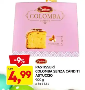 DPiù PASTISSERÌ COLOMBA SENZA CANDITI ASTUCCIO 900 g offerta