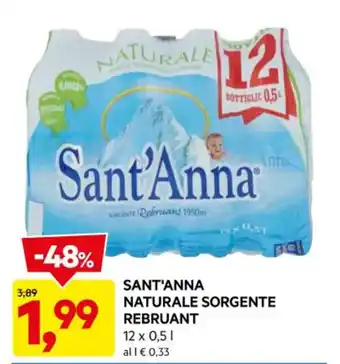 DPiù SANT'ANNA NATURALE SORGENTE REBRUANT 12 x 0,5 l offerta