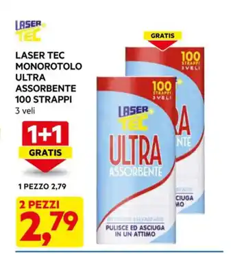 DPiù LASER TEC MONOROTOLO ULTRA ASSORBENTE 100 STRAPPI 3 veli offerta
