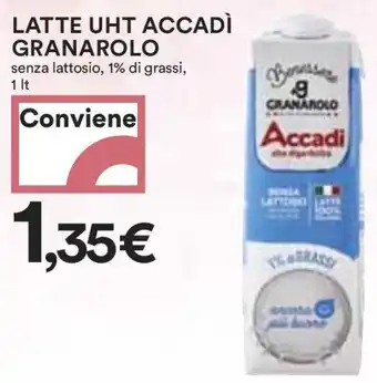 Coop LATTE UHT ACCADÌ GRANAROLO senza lattosio, 1% di grassi, 1 lt offerta