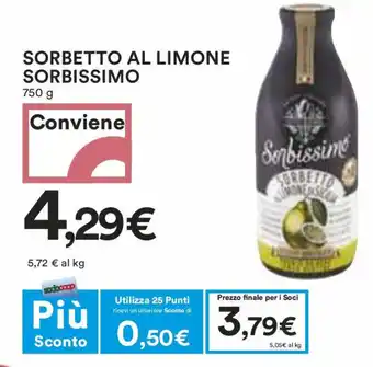 Coop SORBETTO AL LIMONE SORBISSIMO 750 g offerta