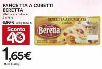 Coop PANCETTA A CUBETTI BERETTA affumicata o dolce, 2 x 75 g offerta