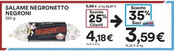 Coop SALAME NEGRONETTO NEGRONI 220 g offerta