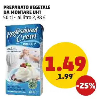 PENNY PREPARATO VEGETALE DA MONTARE UHT 50 cl offerta