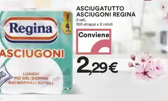 Coop ASCIUGATUTTO ASCIUGONI REGINA 2 veli, 100 strappi x 2 rotoli offerta