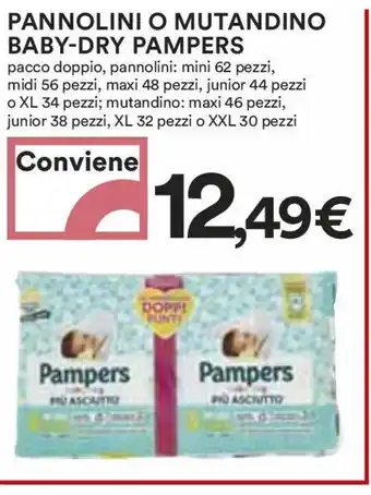 Coop PANNOLINI O MUTANDINO BABY-DRY PAMPERS pacco doppio, pannolini: mini 62 pezzi, offerta