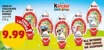 PENNY UOVO DI CIOCCOLATO AL LATTE KINDER assortiti 150 g offerta