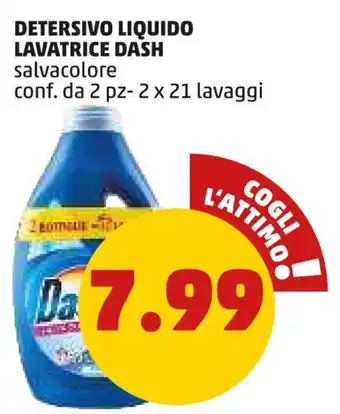 PENNY DETERSIVO LIQUIDO LAVATRICE DASH salvacolore conf. da 2 pz- 2 x 21 lavaggi offerta