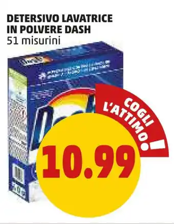 PENNY DETERSIVO LAVATRICE IN POLVERE DASH 51 misurini offerta