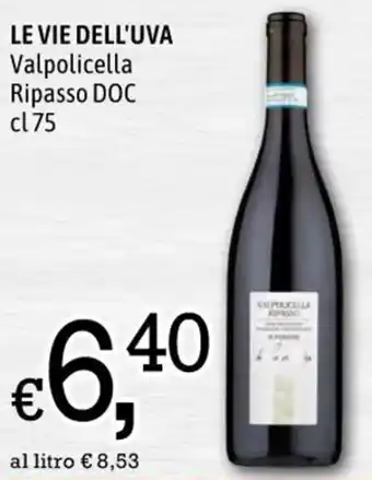 Famila LE VIE DELL'UVA Valpolicella Ripasso DOC cl 75 offerta