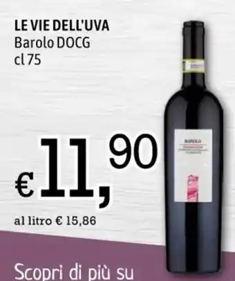 Famila LE VIE DELL'UVA Barolo DOCG cl 75 offerta