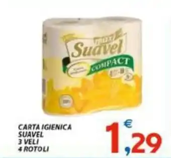 Vivo Supermercati CARTA IGIENICA SUAVEL 3 VELI 4 ROTOLI offerta