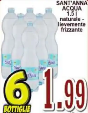 Sacoph Sant'Anna Acqua 1.5 l naturale - lievemente frizzante 6 bottiglie offerta