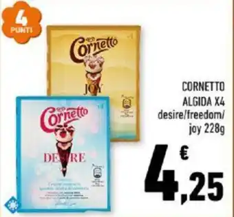 Conad CORNETTO ALGIDA X4 desire/freedom/ joy 228g offerta