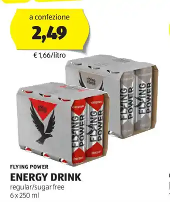 ALDI FLYING POWER ENERGY DRINK regular/sugar free 6 x 250 ml offerta