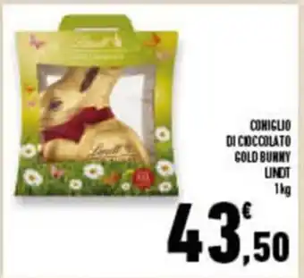 Conad Superstore CONIGLIO DI CIOCCOLATO GOLD BUNNY LINDT 1 kg offerta