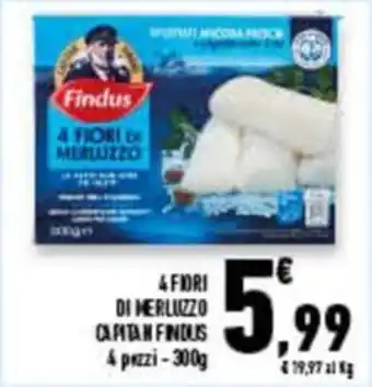 Conad Superstore 4FIORI DI MERLUZZO CAPITAN FINDUS 4 pezzi -300g offerta