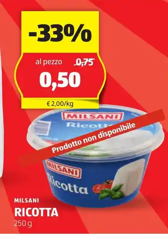 ALDI MILSANI RICOTTA 250 g offerta