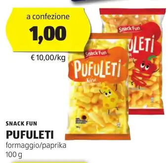 ALDI SNACK FUN PUFULETI formaggio/paprika 100 g offerta