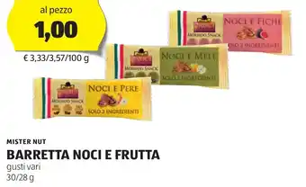 ALDI MISTER NUT BARRETTA NOCI E FRUTTA gusti vari 30/28 g offerta