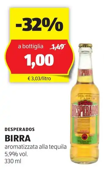 ALDI DESPERADOS BIRRA aromatizzata alla tequila 330 ml offerta