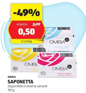 ALDI SAPONETTA disponibile in diverse varianti 150 g offerta