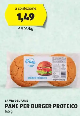 ALDI LA VIA DEL PANE PANE PER BURGER PROTEICO 165 g offerta