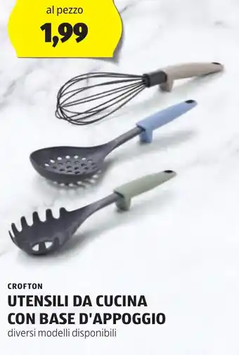 ALDI CROFTON UTENSILI DA CUCINA CON BASE D'APPOGGIO offerta