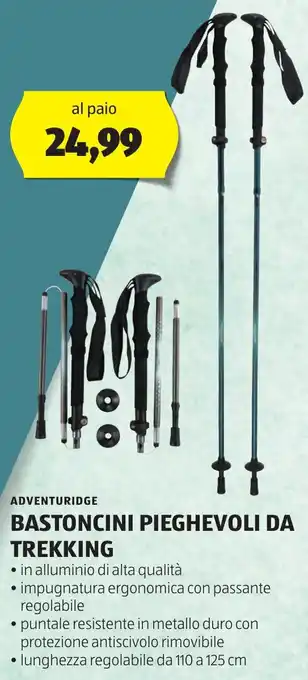 ALDI ADVENTURIDGE BASTONCINI PIEGHEVOLI DA TREKKING offerta