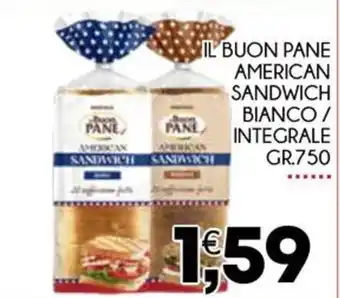 Enne Market IL BUON PANE AMERICAN SANDWICH BIANCO/ INTEGRALE gr 750 offerta