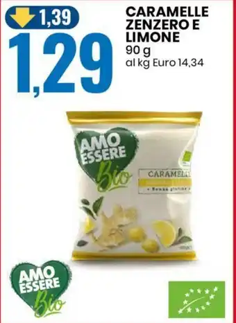 Eurospin AMO ESSERE CARAMELLE ZENZERO E LIMONE 90 g offerta