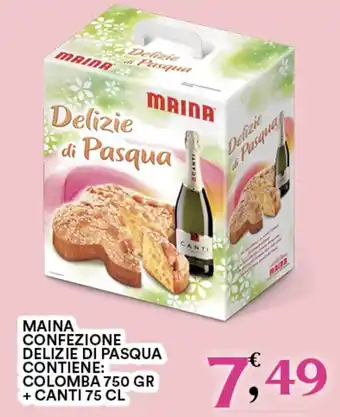 Gecop MAINA CONFEZIONE DELIZIE DI PASQUA CONTIENE: COLOMBA 750 GR + CANTI 75 CL offerta