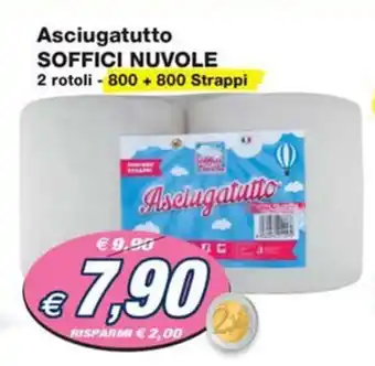 Prix Quality Asciugatutto SOFFICI NUVOLE 2 rotoli - 800 + 800 Strappi offerta