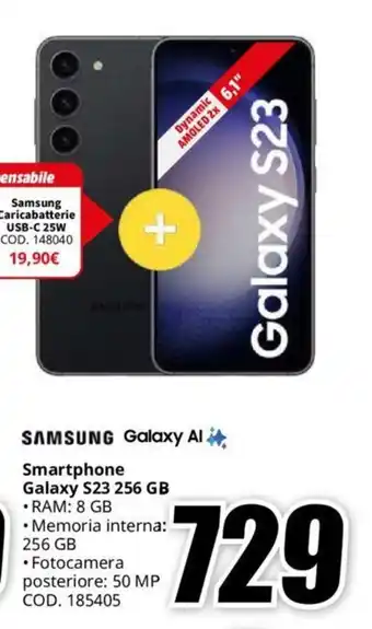 MediaWorld SAMSUNG Galaxy Al Smartphone Galaxy S23 256 GB offerta