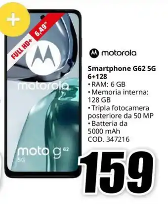 MediaWorld motorola Smartphone G62 5G 6+128 offerta