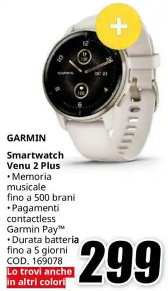 MediaWorld GARMIN Smartwatch Venu 2 Plus offerta