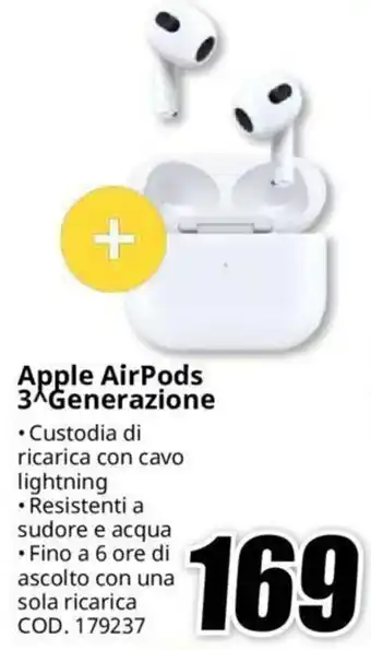 MediaWorld Apple AirPods 3^Generazione offerta