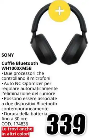 MediaWorld SONY Cuffie Bluetooth WH1000XM5B offerta