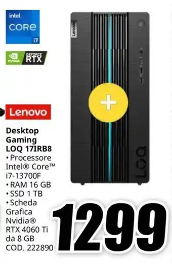 MediaWorld Lenovo Desktop Gaming LOQ 17IRB8 offerta