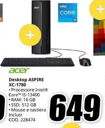 MediaWorld acer Desktop ASPIRE XC-1780 offerta