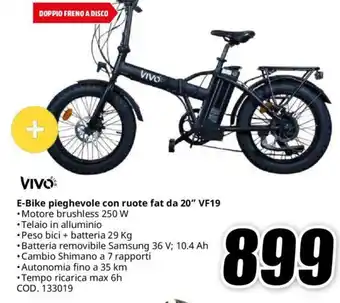 MediaWorld VIVO E-Bike pieghevole con ruote fat da 20" VF19 offerta