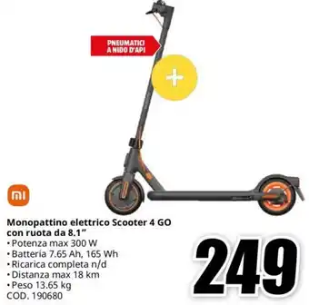 MediaWorld Monopattino elettrico Scooter 4 GO con ruota da 8.1" offerta