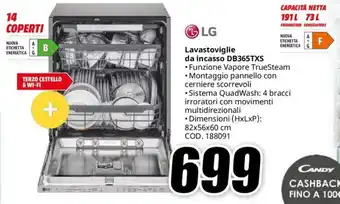 MediaWorld LG Lavastoviglie da incasso DB365TXS offerta